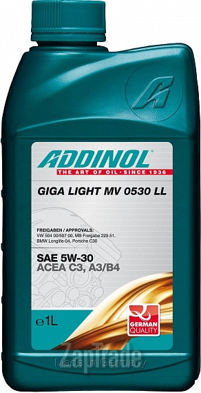 Купить моторное масло Addinol Giga Light (Motorenol) MV 0530 LL Синтетическое | Артикул 4014766072573