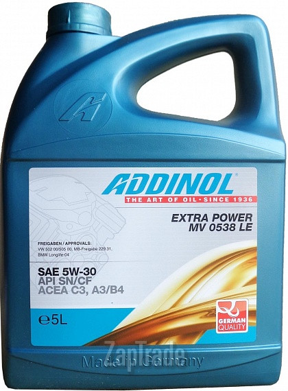 Купить моторное масло Addinol Extra Power MV 0538 LE Синтетическое | Артикул 4014766242716